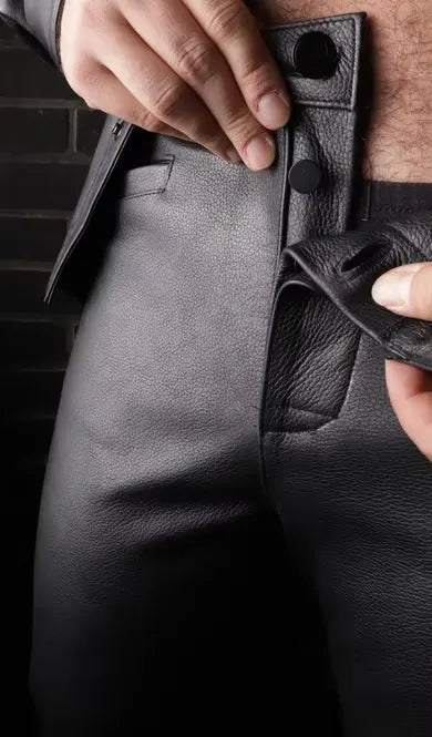 Leather Uniform Pants with Contrast Stripe