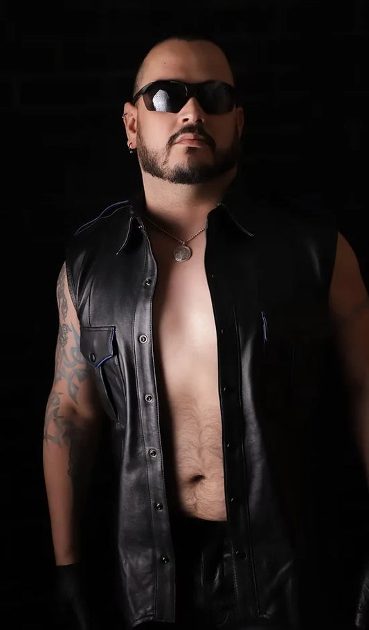 Sleeveless Leather Police Shirt