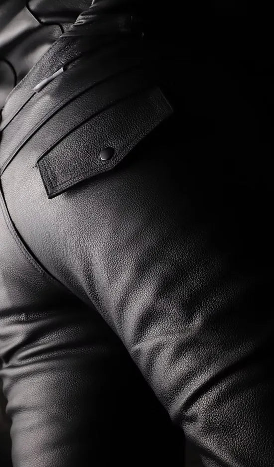 Leather Uniform Pants with Contrast Stripe