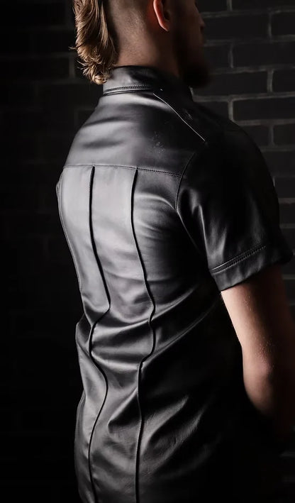Short Sleeve Police Shirt with Contrast Piping