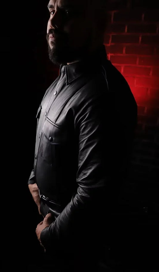 Long Sleeve Leather Police Shirts